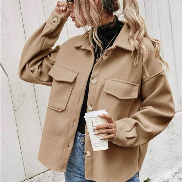 Boyfriend fit button up oversized shacket jacket - Picture 14 of 14